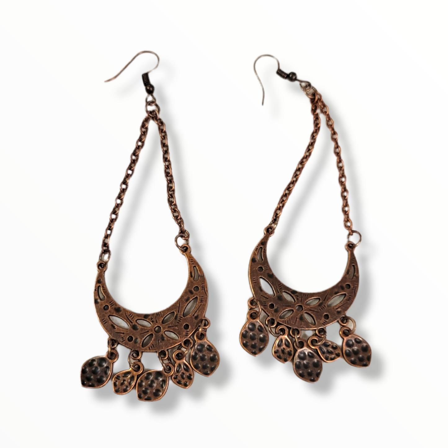 Copper Crescent Moon earrings