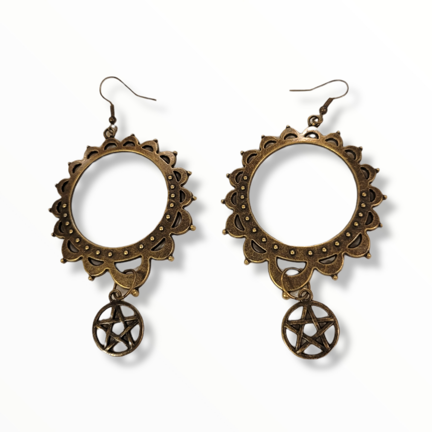 Mandala Sun Pentacle earrings (Brass)