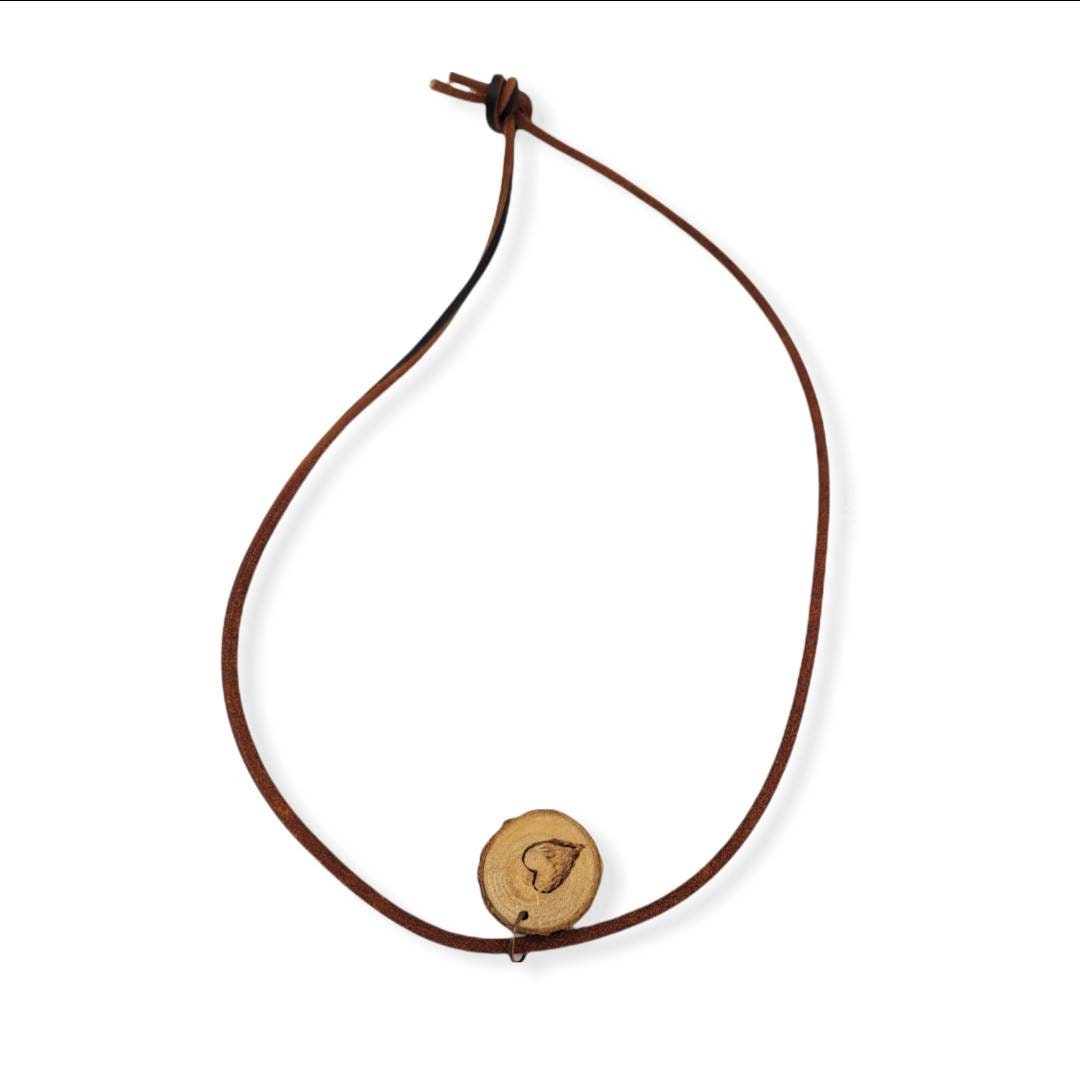 woodburned Acorn leather necklace pagan