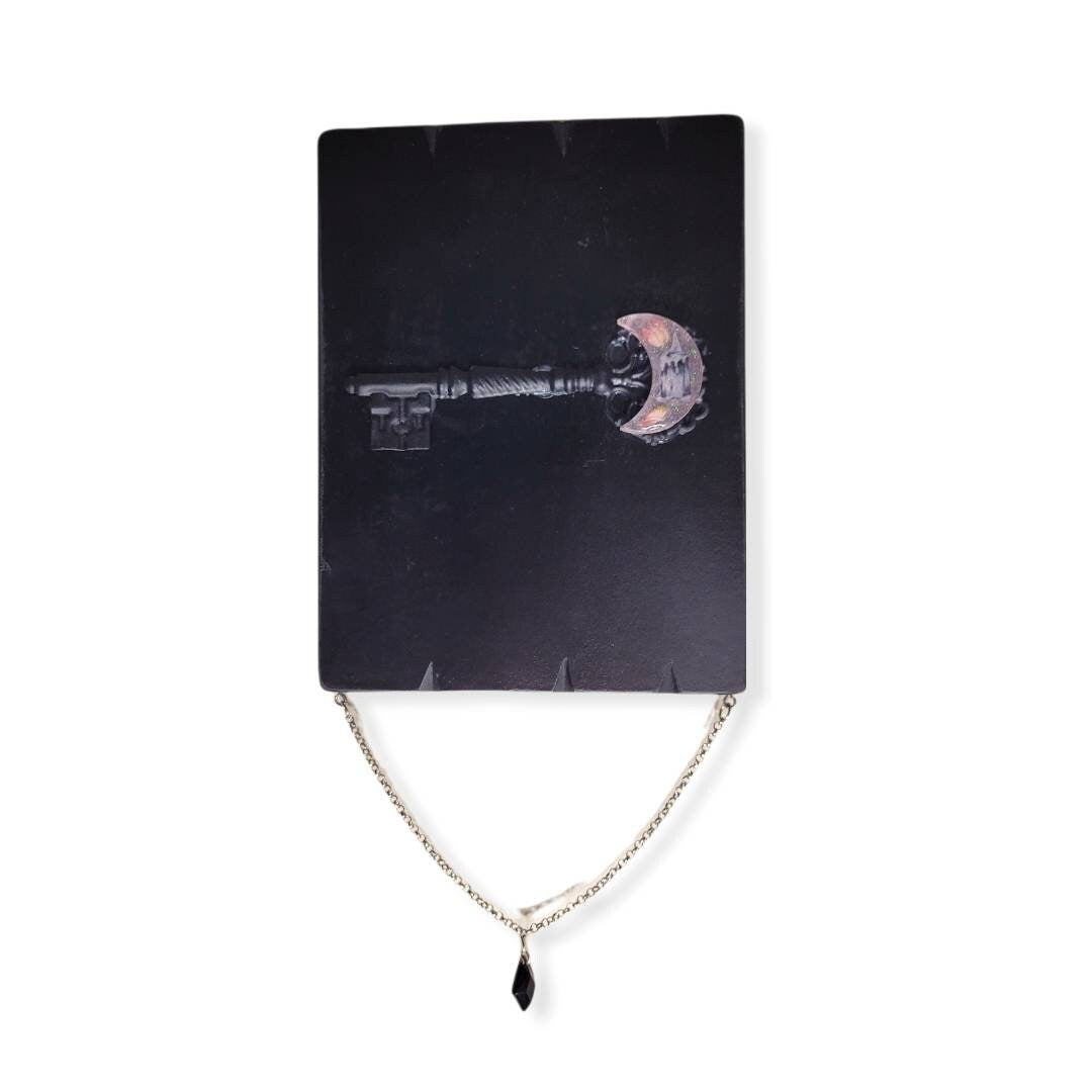 Triple Moon Key Witch Goth Wicca Pagan upcycled wall art