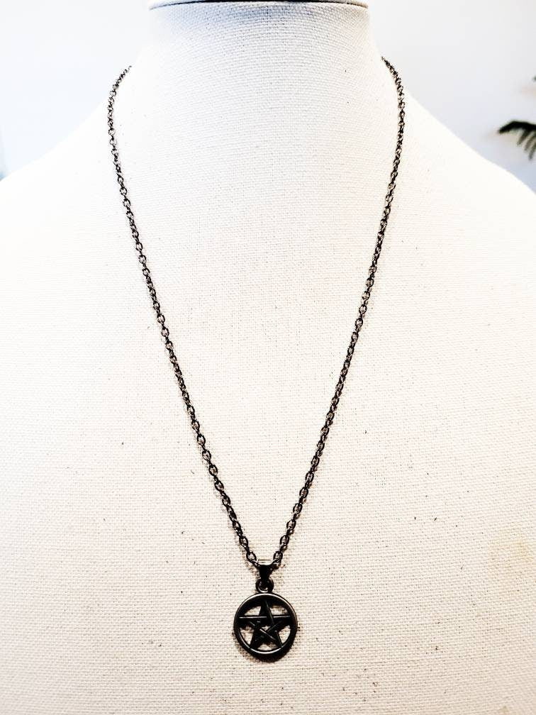 Pentacle charm necklace witch pagan jewelry